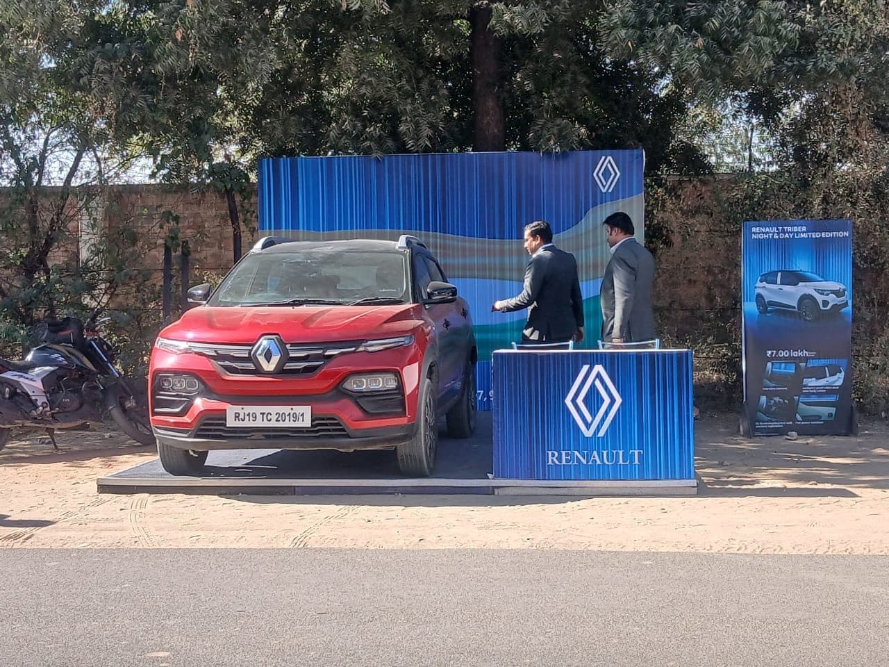 Renault car brand activation with team in heritage courtyard