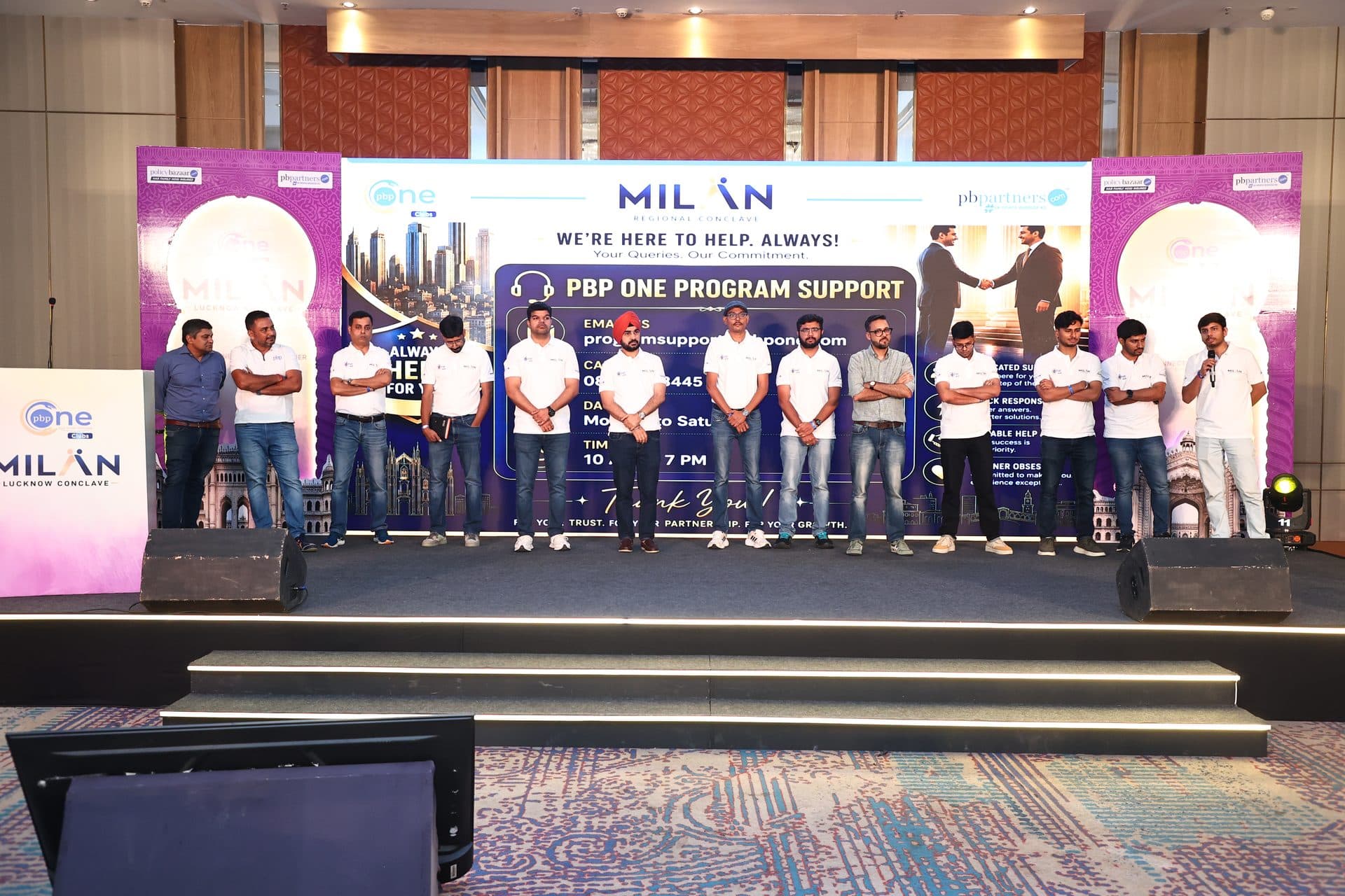 PolicyBazaar MILAN Conclave partner recognition lineup on stage
