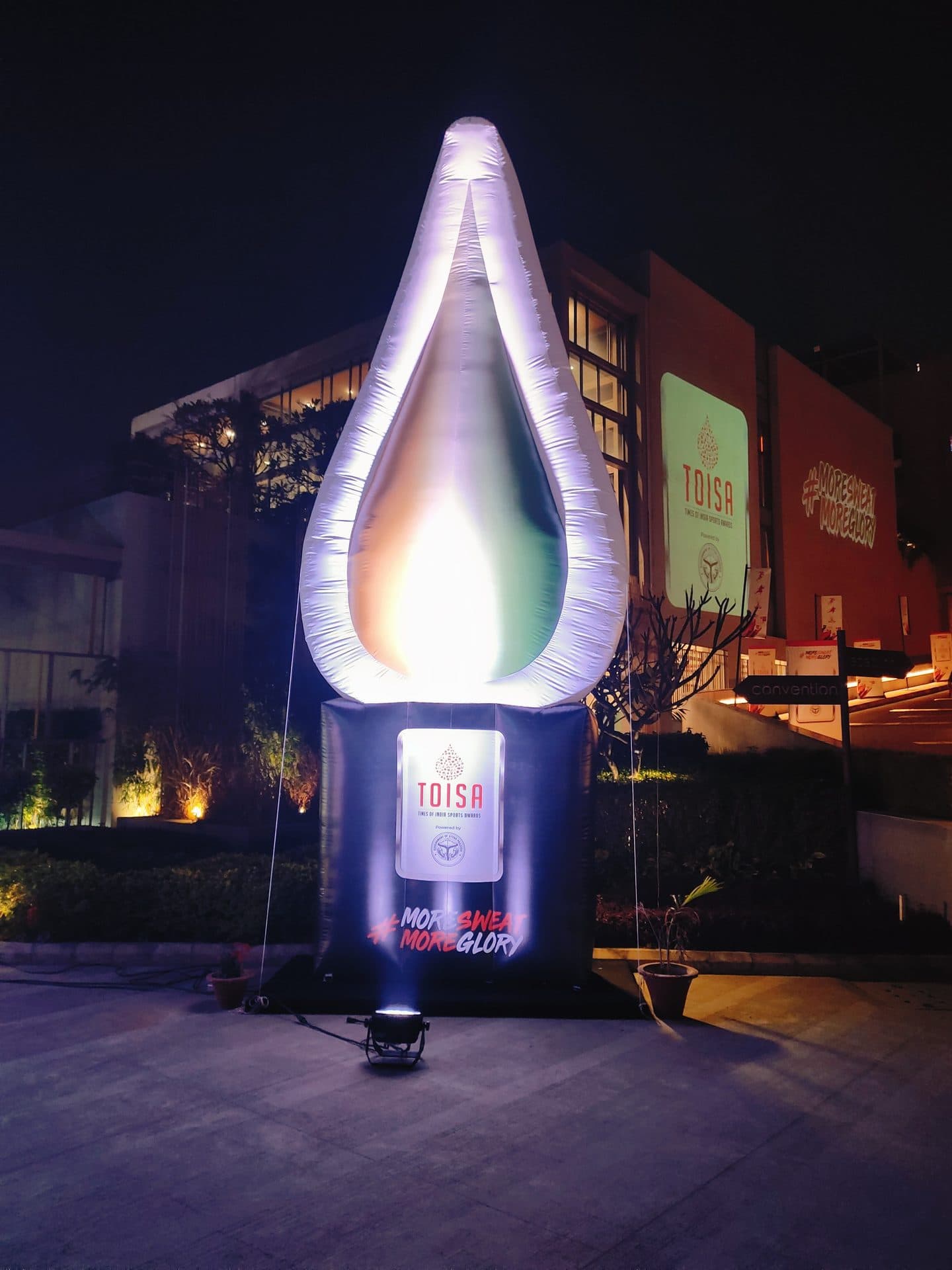 Giant illuminated TOISA branded inflatable installation